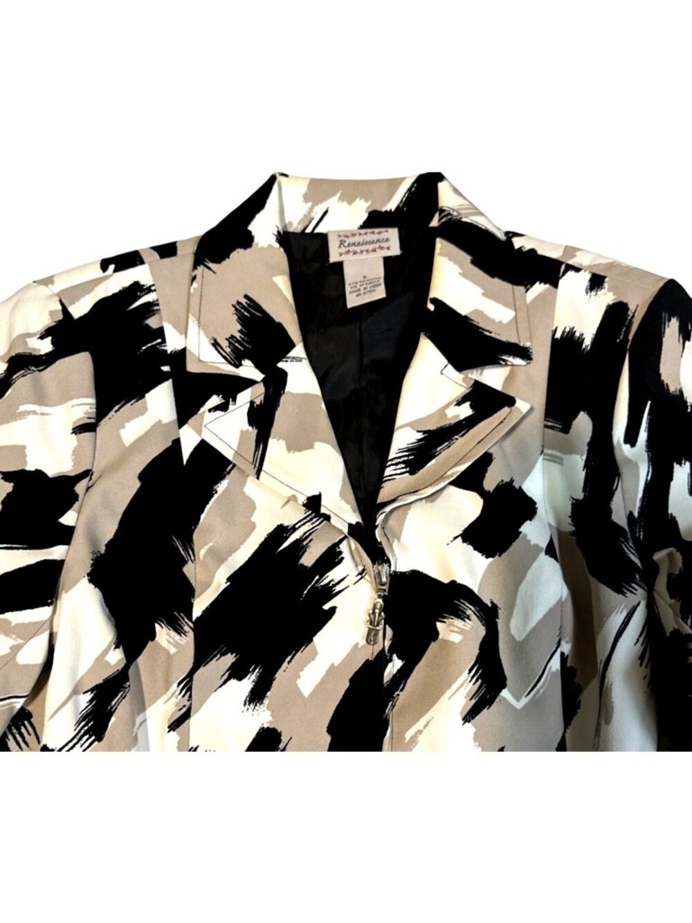90s Renaissance Full Zip Shacket Small Jacket Abstract Splash Brush Multicolor - Picture 5 of 9
